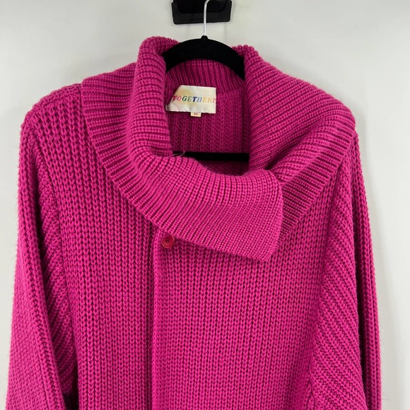 Vintage Together! Chunky Long Knit Sweater Cowl Neck Button Women 40 Medium - Picture 3 of 15